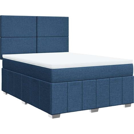 Sommier à lattes de lit avec matelas Bleu 140x190 cm Tissu vidaXL (1/5)