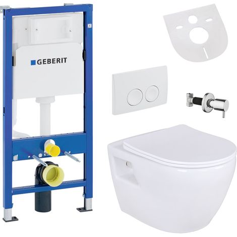 Hänge Dusch Wand WC Taharet Toilette Absperrventil passend für Geberit UP100 Vorwandelement (1/5)