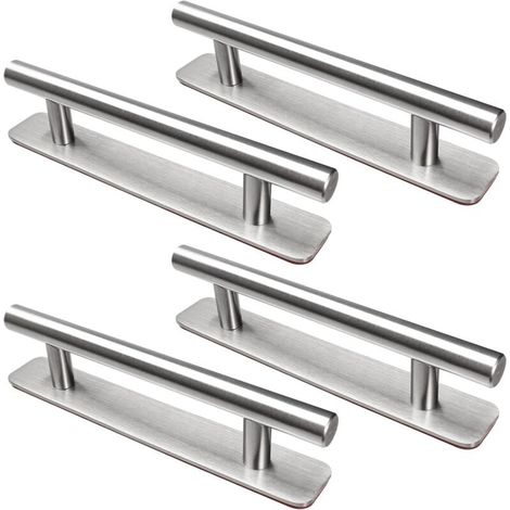4 Pièces Poignée de Meuble Autocollante, 148 mm Poignée de Cuisine en Acier Inoxydable, Poignée de Meuble Sans perçage, Pour armoire, cuisine, porte coulissante, porte de balcon, (1/5)