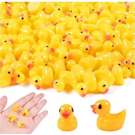 Décoration de jardin - Lot de 100 mini canards en résine - Jaune - Multicolore - Extérieur (1/4)