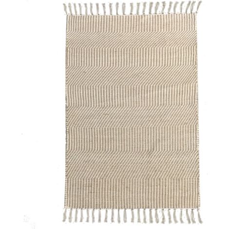 Tapis kilim rectangulaire 60x120cm – 50% jute, 50% coton – Épaisseur 0,6cm – Couleur beige naturel – Label STANDARD 100 by OEKO-TEX® – Future Home (1/4)