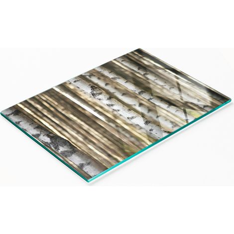 Tablero decorativo multifuncional de cocina, vidrio templado color abedul, 80x52 cm. (1/5)