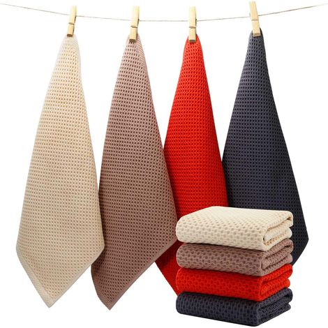 Lot De 4 Torchons kitchen en coton pour le nettoyage et le séchage de la vaisselle 33 x 33cm (1/5)