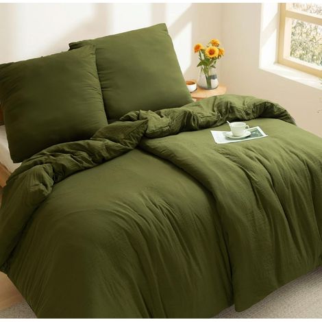 Completo copripiumino microfibra 5 pezzi 135x200 cm Verde Oliva (1/5)