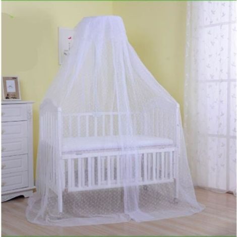 (Blanc)Ciel de Lit Bébé avec Support - Voile Grande Taille Moustiquaire Décorative - Blanc (1/3)