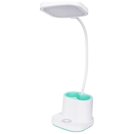 Lampe de Bureau Enfant Rechargeable - 2400mAh, 3 Niveaux de Luminosité, Porte-stylo, Veilleuse avec Col de Cygne 360°, Lampe de Table Sans Fil Dimmable pour Enfants, Lecture, Étude, Chevet (1/5)
