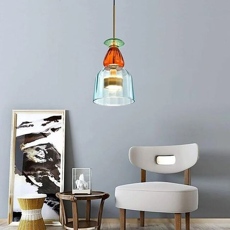 Plafonnier créatif nordique, lustre LED de protection des yeux, 96-240 V, lumière chaude, bleu (1/5)