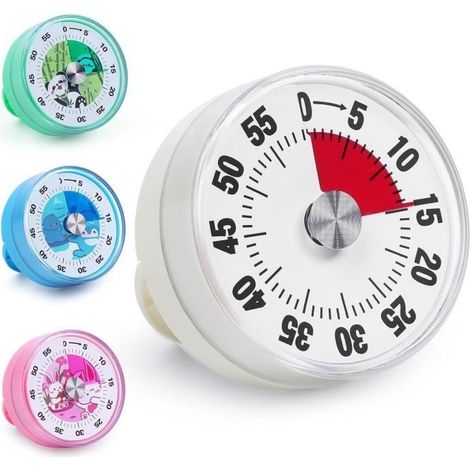 Visueller Timer für Kinder, mechanischer Küchentimer (60 Minuten), digitaler Timer als Ersatz für eine Sanduhr. (1/4)