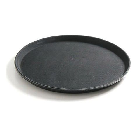 1 plateau rond en polypropylène, antidérapant avec revêtement caoutchouc, résistant à 80°C, 410 mm, pour service traiteur ou restauration