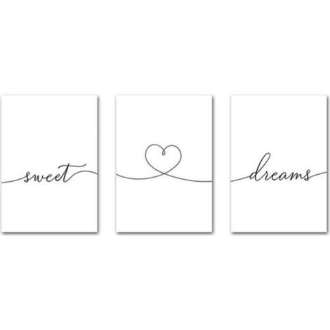 Set de 3 Tableau Citation Decoration Murale Poster Noir et Blanc Calligraphie Affiches Amour Couple Peinture Impression sur Toile (1/4)