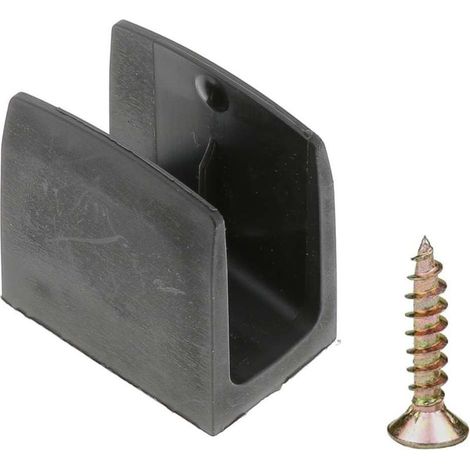 Maniglia di chiusura nera per serranda avvolgibile, staffa di guida in plastica, 15 mm - 18 mm, universale, per montaggio su finestra o parete, avvitabile (1/5)