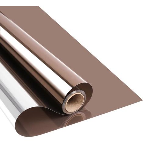 Pellicola per finestre a specchio unidirezionale, 45x200 cm, colore argento-marrone, per la privacy durante il giorno. (1/5)