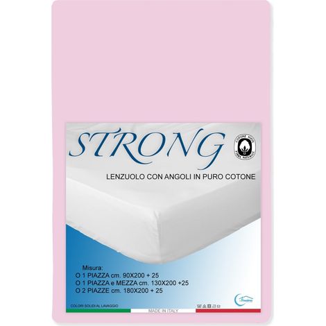 LENZUOLO con ANGOLI STRONG tinta unita ROSA made in Italy Una Piazza