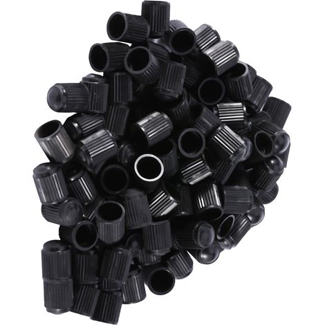 100 schwarze Ventilkappen aus Kunststoff für Auto-, Motorrad-, Fahrrad- und LKW-Reifen (1/5)