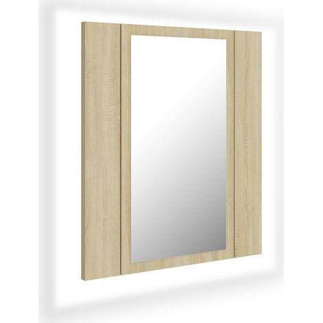 Armoire de salle de bain à miroir à LED Chêne sonoma 40x12x45 (1/5)