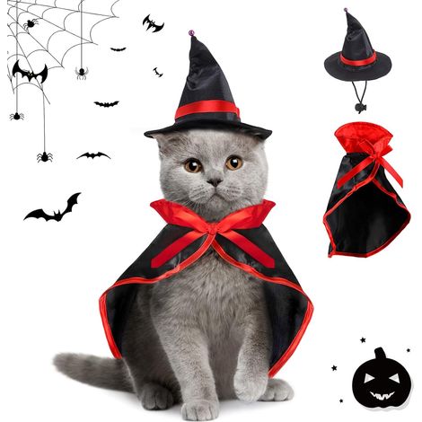 Cape d'Halloween pour animaux de compagnie, costumes pour chiens et chats, cape d'Halloween pour animaux de compagnie, costume d'Halloween pour animaux de compagnie, costume pour chien et chat (taille (1/5)