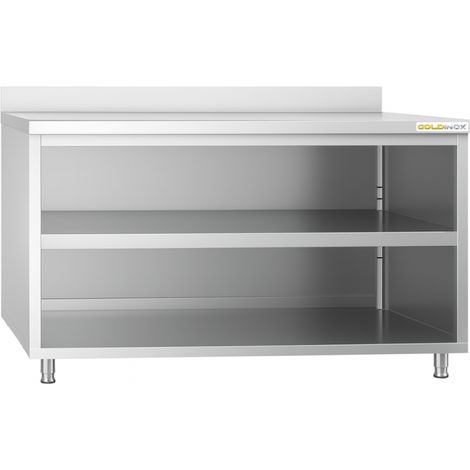 Meuble bas inox ouvert 1800x800 mm adossé PREMIUM - GOLDINOX (1/4)