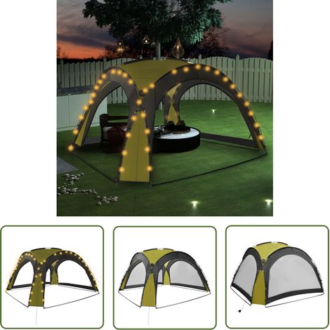 Tente de réception,Tonnelle de Jardin,Chapiteau,Barnum avec LED et 4 parois 3,6x3,6x2,3 m Vert XZZ95378 (1/5)