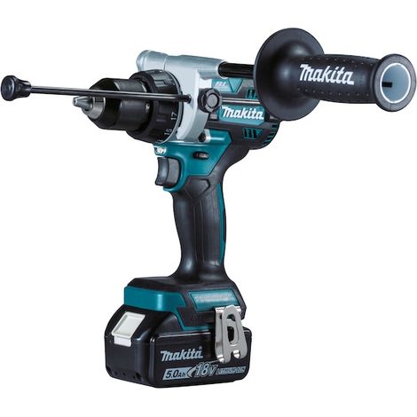 Makita – Perceuse-visseuse à percussion sans fil 18V 5Ah – Mandrin auto-serrant 13mm – Couple 130Nm pour perçage maçonnerie – Protection XPT