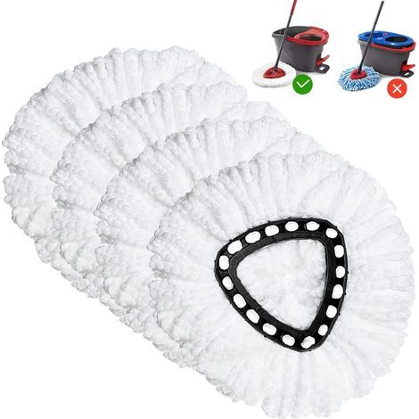 Tête de balai pivotante triangulaire blanche (lot de 4) compatible avec le balai pivotant triangulaire Ocedar, lavable en machine. (1/5)