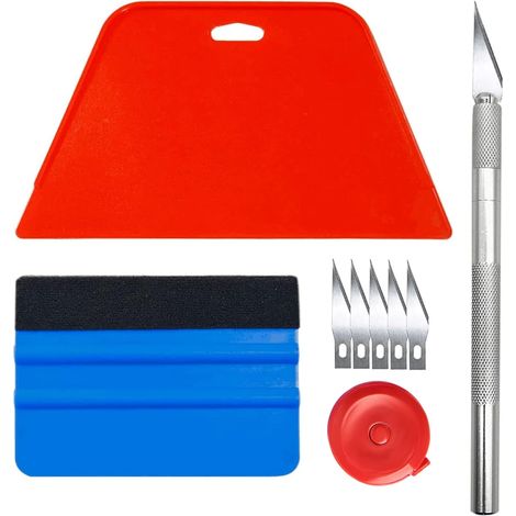 Kit Covering,Outils de Film pour Papier peint,Fenêtre Voiture,Carrelage Vinyle,Raclette pour Pose Adhesif,avec Squeegee au Silicone,Couteau Universel et des Lames,1.5m Mètre Ruban (1/5)