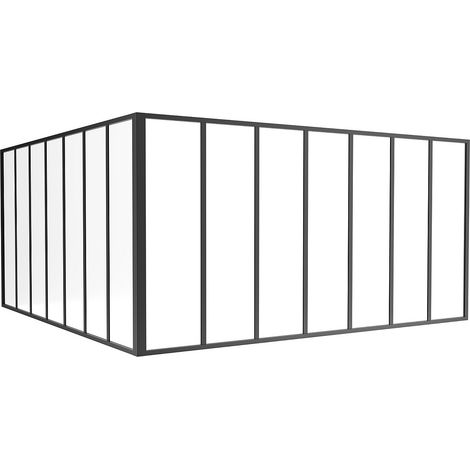Vetrata angolare L210 x L210 x H105 in Alluminio termolaccato Stile atelier Nero - BAYVIEW