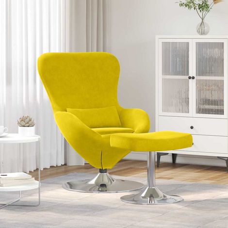 Silla Huevo con Puff Amarillo 63 x 73 x 90 cm Terciopelo vidaXL (1/5)