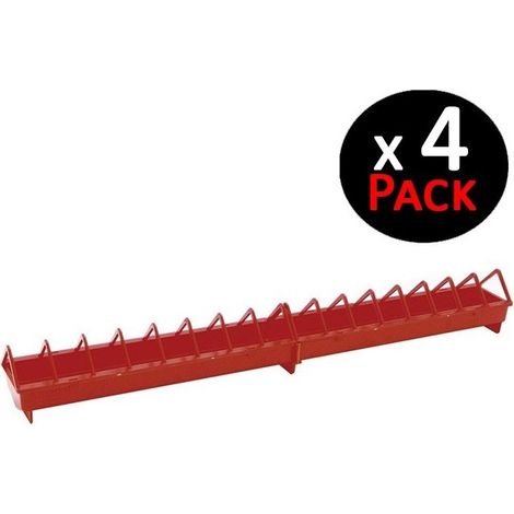 Set di 4 Mangiatoie plastici per Galline  Griglia larga 100x12x13 cm  Mangime per Pulcini di 1ª Età  Canale Anti-Spreco