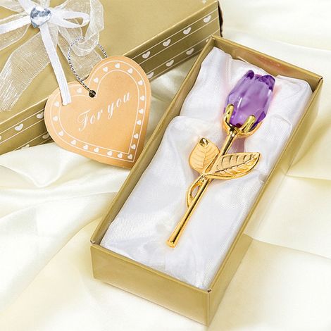 Rose Préserver - Lumière LED Intégrée - Boîte Cadeau Élégante - Pour Fête des Mères, Saint-Valentin, Anniversaire - Violet - 1 Pièce (1/5)