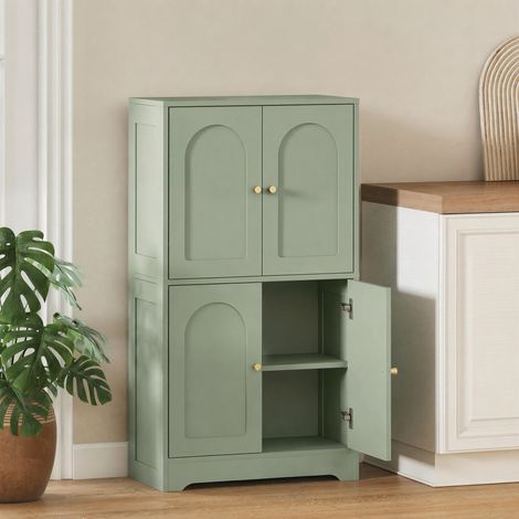 Buffet cuisine, meuble cuisine rangement avec 4 portes cintrées et 2 étagères réglables, 60 x 30 x 110 cm, vert (1/5)