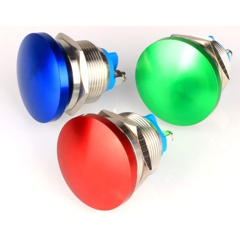 (3pcs), 22 mm 3V-6V-12V-24V-36V-110V-220V-380V/3 Amp Momentary Metal Mushroom Head Push Button for I (1/4)