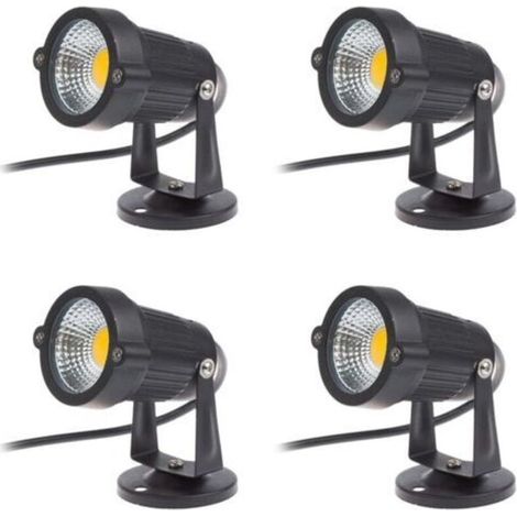 reno – Juego de 4 focos LED ajustables de 3W y 220V – Iluminación exterior IP65 – Construcción de aluminio – Cabezal ajustable para iluminación focalizada (1/4)