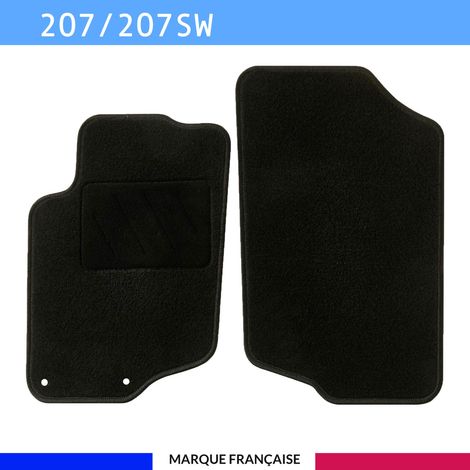 Tapis de sol voiture - Sur mesure pour Peugeot 207 / 207 SW / 207 + (04/2006-06/2014) - Antidérapant - Tapis de sol avant 2 pièces