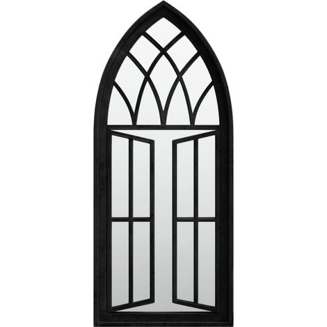 vidaXL Specchio da Giardino Nero 70x30 cm in Ferro per Uso Esterno (1/5)