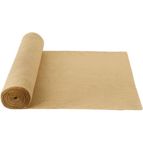 VEVOR Rollo de Tela de Arpillera de 1016 mm x 22,86 m, 45 x 45 Rollos de Tela de Arpillera Natural de Alta Densidad de ancho, Rollo de Tela de Yute para Envolver Árboles, Decoración, Manualidades (1/5)