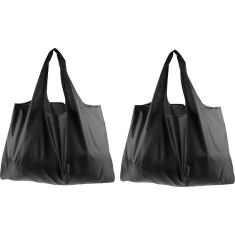 Set mit 2 tragbaren Einkaufstaschen, Schultertaschen, Tragetaschen, Stoffhandtaschen (schwarz) - 50 x 40 cm - Schwarz (1/4)