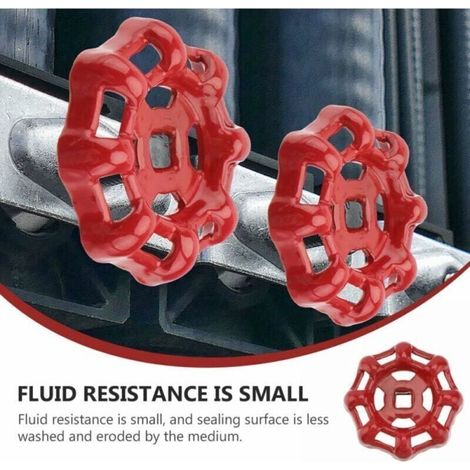 Volant de vanne en fonte rouge 7x7mm – Compatible vannes à boisseau sphérique – Design rétro élégant – Pour robinet de conduite d'eau (1/3)