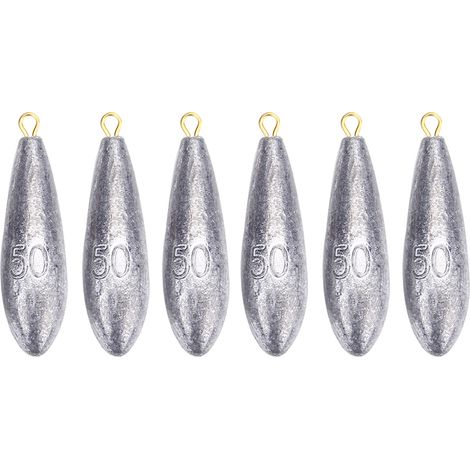 Plomb De Pêche Forme Goutte D'eau - 50g - Anneau En Cuivre - Résistant À La Corrosion - Lot De 6 Pièces