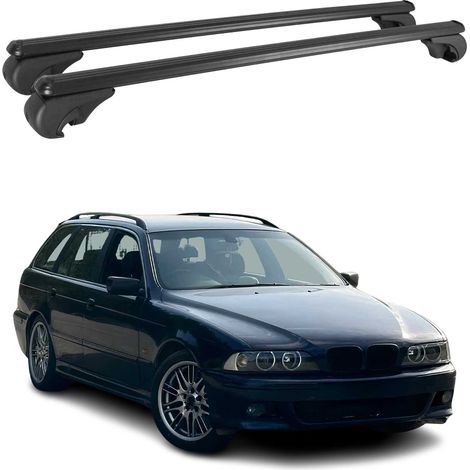 OMAC Aluminium Dachträger Querträger für BMW 5er E39 Touring 1997-2004 – TÜV / DIN 75302:2019 – Abschließbar – Max. 75 kg – 2 Stangen Schwarz (1/5)