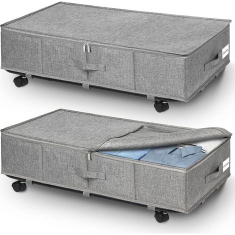Unterbettkommode 2 Stück 50l faltbar Rollen Bettkasten Grey3 (1/5)