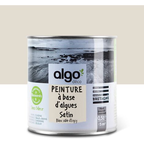 Peinture écologique Algo - Satin - Blanc Sable d’Erquy - 0.5L (1/5)