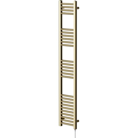 Colore Brushed Brass 1600mm x 300mm Straight Electric Heated Towel Rail (1/5)