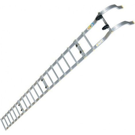 Matisère – Échelle de toit 5.60m avec crochet – Rallongeable, entraxe 25cm, assemblage rapide – Pour travaux sur toits à fortes pentes - 560-E25