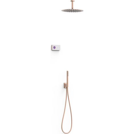 Kit robinet thermostatique électronique encastré à 2 voies Shower Technology Or Rose Mat 24K - TRES 09286567OPM
