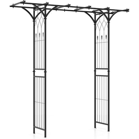 Arco de jardín de metal con recubrimiento en polvo 208 x 52 x 208 cm para plantas trepadoras decorativo y elegante en negro 200017356