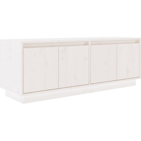 Meuble TV, Étagère TV, Meuble de Salon, Blanc 110x34x40 cm Bois de pin massif OIB4285E (1/5)