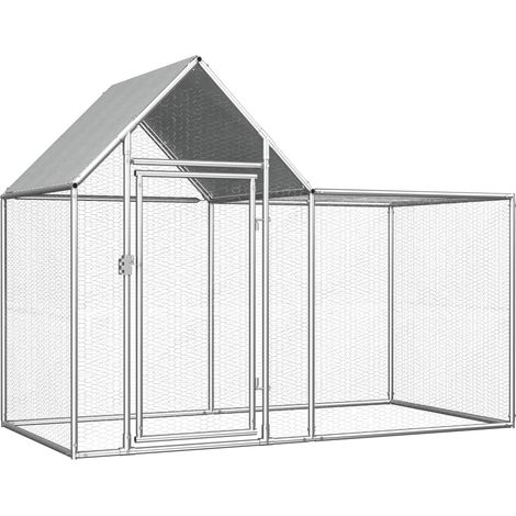 Gallinero 2 x 1 x 1,5 m techo acero galvanizado resistente al agua 020001712