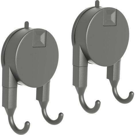 Ganci robusti con ventose per docce, bagni e cucine, impermeabili, 2 pezzi, grigi (1/5)