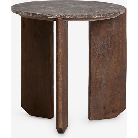 Pack de 2 mesitas de noche Ø50 cm en piedra natural y madera de mango Lavinia SKLUM (1/5)