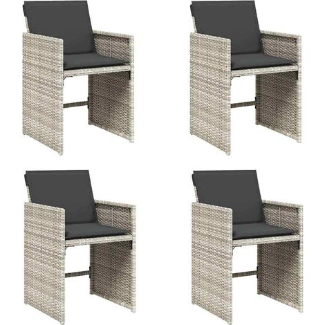 Maison Exclusive - Gartenstühle mit Kissen 4 Stk. Hellgrau Poly R